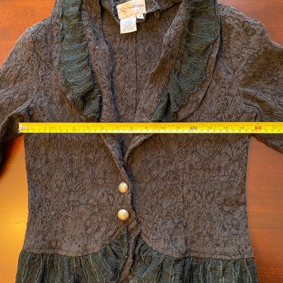 Vintage Style Jacket - Gothic Lace Blazer, Black, Victorian Steampunk Ruffle - Picture 7 of 12